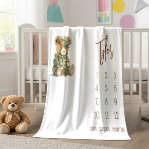Wir können frühzeitig warten! Military Teddy Baby  Fleecedecke