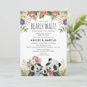 Wir können frühzeitig warten! Niedlich Panda Coupl Einladung (Stehend Vorderseite)