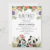 Wir können frühzeitig warten! Niedlich Panda Coupl Einladung (Vorderseite)