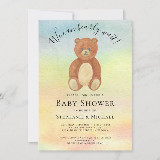 Wir können frühzeitig warten Paare Wasserfarben Ba Einladung (Vorderseite)