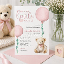 Wir können frühzeitig warten Pink Bear Baby Dusche