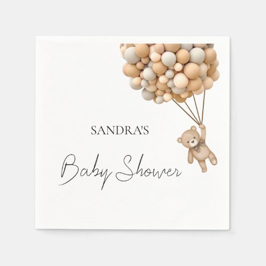 Wir können frühzeitig warten Teddy Balloon Serviet Serviette (Vorderseite)