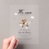 Wir können frühzeitig warten! Teddy Bear & Airplan Acryleinladungen (Insitu (Handheld))