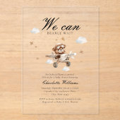 Wir können frühzeitig warten! Teddy Bear & Airplan Acryleinladungen (Vorderseite)