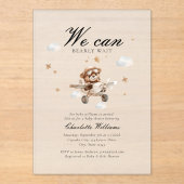 Wir können frühzeitig warten! Teddy Bear & Airplan Acryleinladungen (Vorderseite)