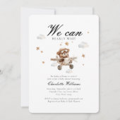 Wir können frühzeitig warten! Teddy Bear & Airplan Einladung (Vorderseite)