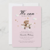 Wir können frühzeitig warten! Teddy Bear & Airplan Einladung (Vorderseite)