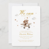 Wir können frühzeitig warten! Teddy Bear & Airplan Einladung (Vorderseite)