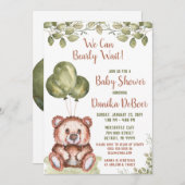 Wir können frühzeitig warten! Teddy Bear Baby Dusc Einladung (Vorne/Hinten)