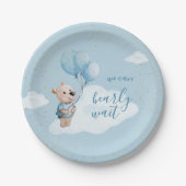 Wir können frühzeitig warten Teddy Bear Baby Dusch Pappteller (Vorderseite)