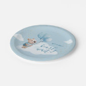 Wir können frühzeitig warten Teddy Bear Baby Dusch Pappteller (Schrägansicht)