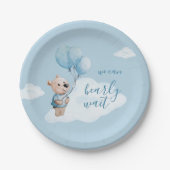 Wir können frühzeitig warten Teddy Bear Baby Dusch Pappteller (Vorderseite)