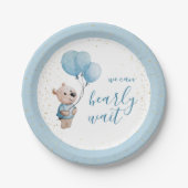 Wir können frühzeitig warten Teddy Bear Baby Dusch Pappteller (Vorderseite)