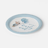 Wir können frühzeitig warten Teddy Bear Baby Dusch Pappteller (Schrägansicht)