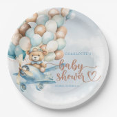 Wir können frühzeitig warten! Teddy Bear Blue Baby Pappteller (Vorderseite)