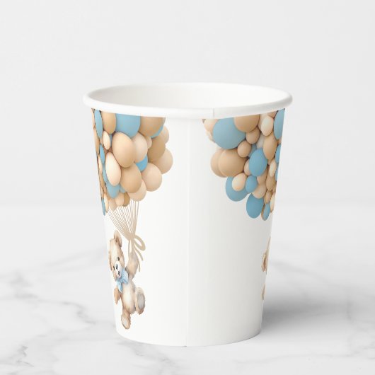 Wir können frühzeitig warten Teddy Bear Blue Ballo Pappbecher (Rechts)