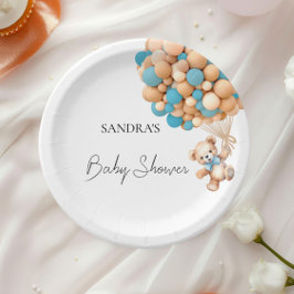 Wir können frühzeitig warten Teddy Bear Blue Ballo Pappteller