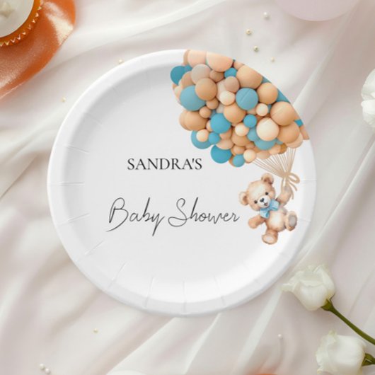 Wir können frühzeitig warten Teddy Bear Blue Ballo Pappteller