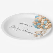 Wir können frühzeitig warten Teddy Bear Blue Ballo Pappteller (Schrägansicht)