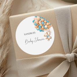 Wir können frühzeitig warten Teddy Bear Blue Ballo Runder Aufkleber