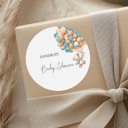 Wir können frühzeitig warten Teddy Bear Blue Ballo Runder Aufkleber