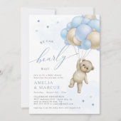 Wir können frühzeitig warten Teddy Bear Boy Baby S Einladung (Vorderseite)