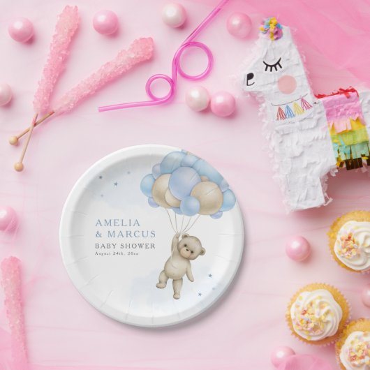 Wir können frühzeitig warten Teddy Bear Boy Baby S Pappteller (Party)