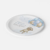 Wir können frühzeitig warten Teddy Bear Boy Baby S Pappteller (Schrägansicht)