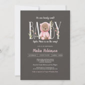 Wir können frühzeitig warten! Teddy Bear Pink Baby Einladung (Vorderseite)