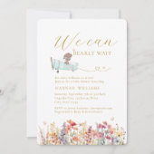 Wir können frühzeitig warten! Wildblume, Babydusch Einladung (Vorderseite)