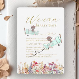 Wir können frühzeitig warten! Wildblume, Babydusch Einladung