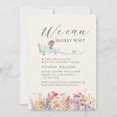 Wir können frühzeitig warten! Wildblume, Babydusch Einladung (Vorderseite)