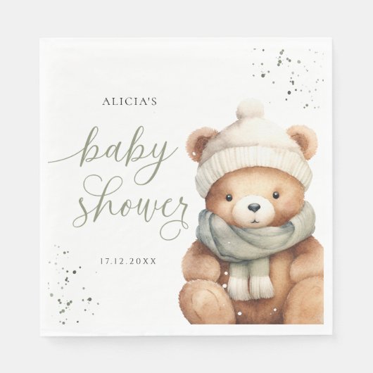 Wir können frühzeitig warten Winter Baby Duschpapi Serviette (Vorderseite)