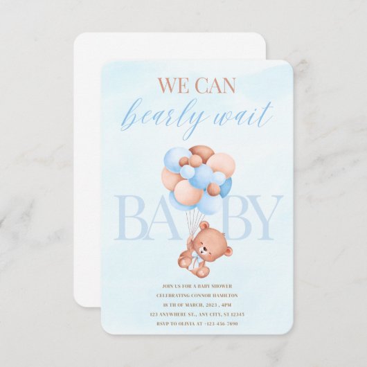 Wir können Gerley Wait Baby Dusche einladen Einladung (Vorne/Hinten)