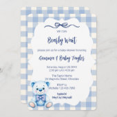 Wir können Gingham Blue Baby Dusche frühzeitig abw Einladung (Vorne/Hinten)