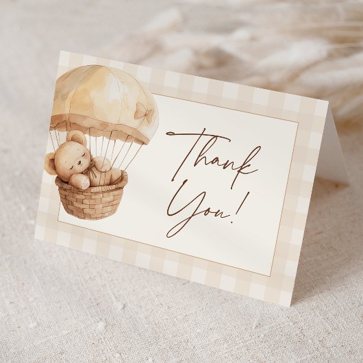 Wir können Gingham Teddy Bear Baby Dusche frühzeit Dankeskarte