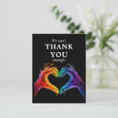 Wir können Ihnen nicht genug Herz des Stolzes Hoch Dankeskarte (Stehend Vorderseite)