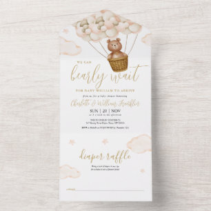 Wir können kaum auf den Teddybär Babyshower warten All In One Einladung
