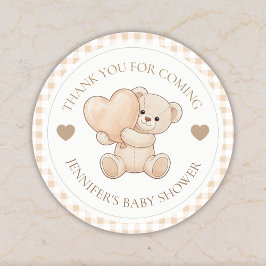 Wir können kaum auf den Teddybären Babyshower wart Runder Aufkleber