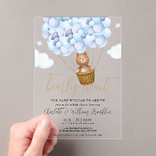 Wir können kaum auf den Teddybären warten Blaue Ju Acryleinladungen