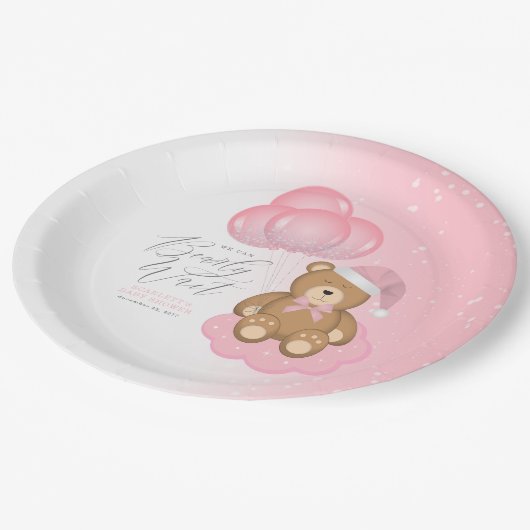 Wir können kaum eine schlafende Bärenballon Babydu Pappteller (Schrägansicht)