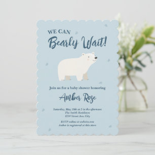 Wir können kaum warten Baby Shower Eisbär Einladung