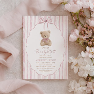Wir können kaum warten Baby Shower Mädchen Rosa St Einladung