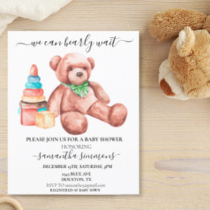Wir können kaum warten Baby Shower Teddybär