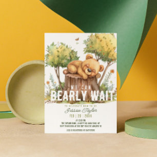 Wir können kaum warten Bär Schlaf Wald Babyparty Einladung