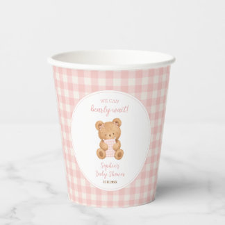Wir können kaum warten Bärchen Mädchen Baby Shower Pappbecher