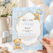 Wir können kaum warten Blau Teddybär Junge Babypar
