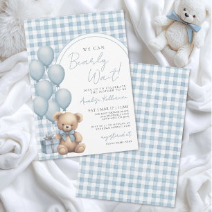 Wir können kaum warten Boy Blue Bear Baby Shower Einladung