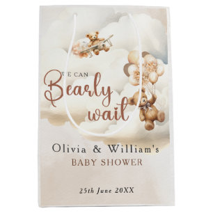 Wir können kaum warten Cub Brown Babyparty Mittlere Geschenktüte