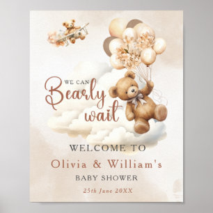 Wir können kaum warten Cub Brown Babyparty Poster
